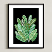 "Banana Leaf Bouquet II" - Art Print in Tropical Green by Madeline Trait - Framed