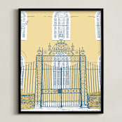 "Charleston Iron Work" - Art Print in Pineapple by Shannon Kohn - Framed