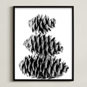 "Stacked Pine Cones" - Art Print in black and white by Alexis Arnold - Framed