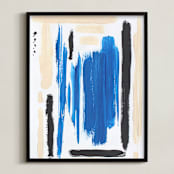 "Every Which Way " - Art Print in Bold Blue by Colleen Ehrlich - Framed