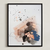 "Divide #4" - Art Print in glacial blue by Christine Olmstead - Framed