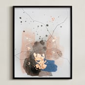 "Divide #6" - Art Print in glacial blue by Christine Olmstead - Framed