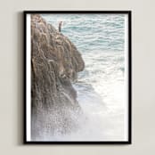 "Cuban Fisherman" - Art Print in Stormy Blue by Michelle S. - Framed