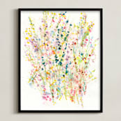 "Gathering Wildflowers" - Art Print in Goldenrod by Lindsay Megahed - Framed