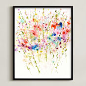 "Flourishing Wildflowers" - Art Print in Rose by Lindsay Megahed - Framed