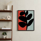 "Modern Black Stem" - Art Print in Red Coral by Deborah Velasquez - In a Room