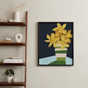 "Striped Vase" - Art Print in Olive Green by Morgan Kendall - In a Room