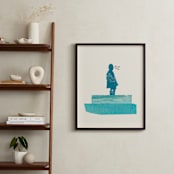 "View of the Water" - Art Print in Soft Calm by Field and Sky - In a Room