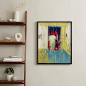 "A Walk In The Gallery" - Art Print in Red by Andy Mars - In a Room