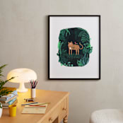 "Wild Cat" - Art Print in Forest Green by Nikita Jariwala - In a Room