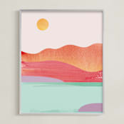 "Looking Far West" - Art Print in Pink Blush by sue prue - Framed
