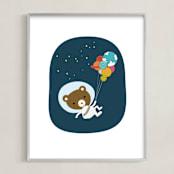 "Astro Bear" - Art Print in Space Navy by Char-Lynn Griffiths - Framed