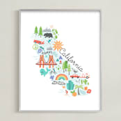 "California Kids Map" - Art Print in Carnival by Jessie Steury - Framed
