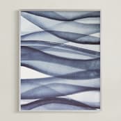 "Waves in Blue" - Art Print in Indigo by Karen Kardatzke - Framed