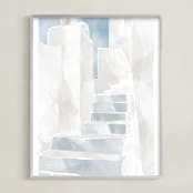 "when in santorini." - Art Print in azurite by silverscreen studio - Framed