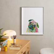 "Mr. Pug" - Art Print in Coral by Makewells - In a Room