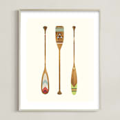 "Let's Get Paddles" - Art Print in Wood by SUWACHI - Framed