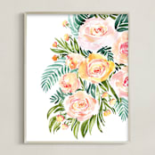 "Abigail watercolor bouquet" - Art Print in Rose gold by Rosana Laiz Blursbyai - Framed