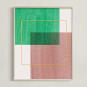 "Color Blocking I" - Art Print in Pink and Green by Yaling Hou Suzuki - Framed