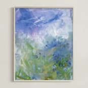 "Lexi's Garden 1" - Art Print in Soft Blue by Teodora Guererra - Framed