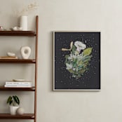 "Night Mint Blossom" - Art Print in velvet black by Jenny Brown - In a Room