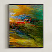 "Aerial Views" - Art Print in Citrus by MGTeevan - Framed Canvas