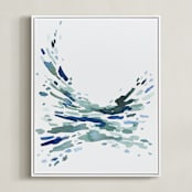 "Softly Swept" - Art Print in Green Blue by Katie Craig - Framed Canvas