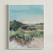 "Sunset on the Dunes 1" - Art Print in Misty Blue by AlisonJerry - Framed Canvas