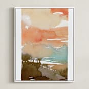 "Sunset Fade No 2" - Art Print in Coral by Kelly Ventura - Framed Canvas