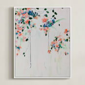 "Cascade" - Art Print in Coral by Sonal Nathwani - Framed Canvas