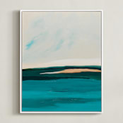 "Hawaiian Reef Abstract Painting" - Art Print in turquoise blue by Caryn Owen - Framed Canvas