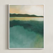 "Tranquil Harbor" - Art Print in Tranquil Green by AlisonJerry - Framed Canvas