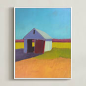 "Pumpkin Shed" - Art Print in Orange Gold by Carol C. Young - Framed Canvas