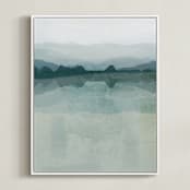 "Cool Reflections" - Art Print in teal by Karen Kardatzke - Framed Canvas