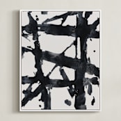 "Ink Bridges" - Art Print in Midnight Black by Afton Harding - Framed Canvas