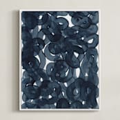 "Indigo Ink" - Art Print in Indigo by Erin McCluskey Wheeler - Framed Canvas