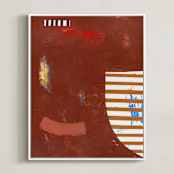 "RAW SIENNA & ROUGE" - Art Print in Mocha by Keren Toledano - Framed Canvas