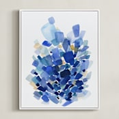 "Sea Glass" - Art Print in Ocean Blue by Yao Cheng Design - Framed Canvas