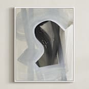 "Atmosphere" - Art Print in khaki and Off White by Angela Simeone - Framed Canvas
