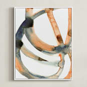 "Silence in the Sand Dunes" - Art Print in Sienna/Indigo by Mary Gaspar - Framed Canvas