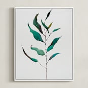 "Eucalyptus Foliage" - Art Print in Eucalyptus Green by jinseikou - Framed Canvas