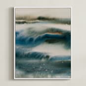 "Blue Embrace / Sky over Ocean" - Art Print in Moonlight Blue by Marta Spendowska - Framed Canvas