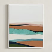 "California Seascape" - Art Print in Sandy peach by Caryn Owen - Framed Canvas
