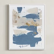 "On the Rocks No. 1" - Art Print in Wedgewood Blue by Julia Contacessi - Framed Canvas