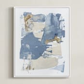 "On the Rocks No. 2" - Art Print in Wedgewood Blue by Julia Contacessi - Framed Canvas