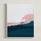 "Santa Cruz Seascape Winter Swell" - Art Print in Blush by Caryn Owen - Framed Canvas