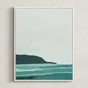 "Abstract Pacific Seascape Diptych 2" - Art Print in Turquoise by Caryn Owen - Framed Canvas