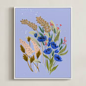 "Winifred" - Art Print in lavender-periwinkle by Peggy Dean - Framed Canvas