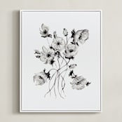 "Greyscale Poppies" - Art Print in greyscale by Shannon Kirsten - Framed Canvas
