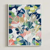 "Summer Rising" - Art Print in Slate Blue by Nancy Ramirez - Framed Canvas